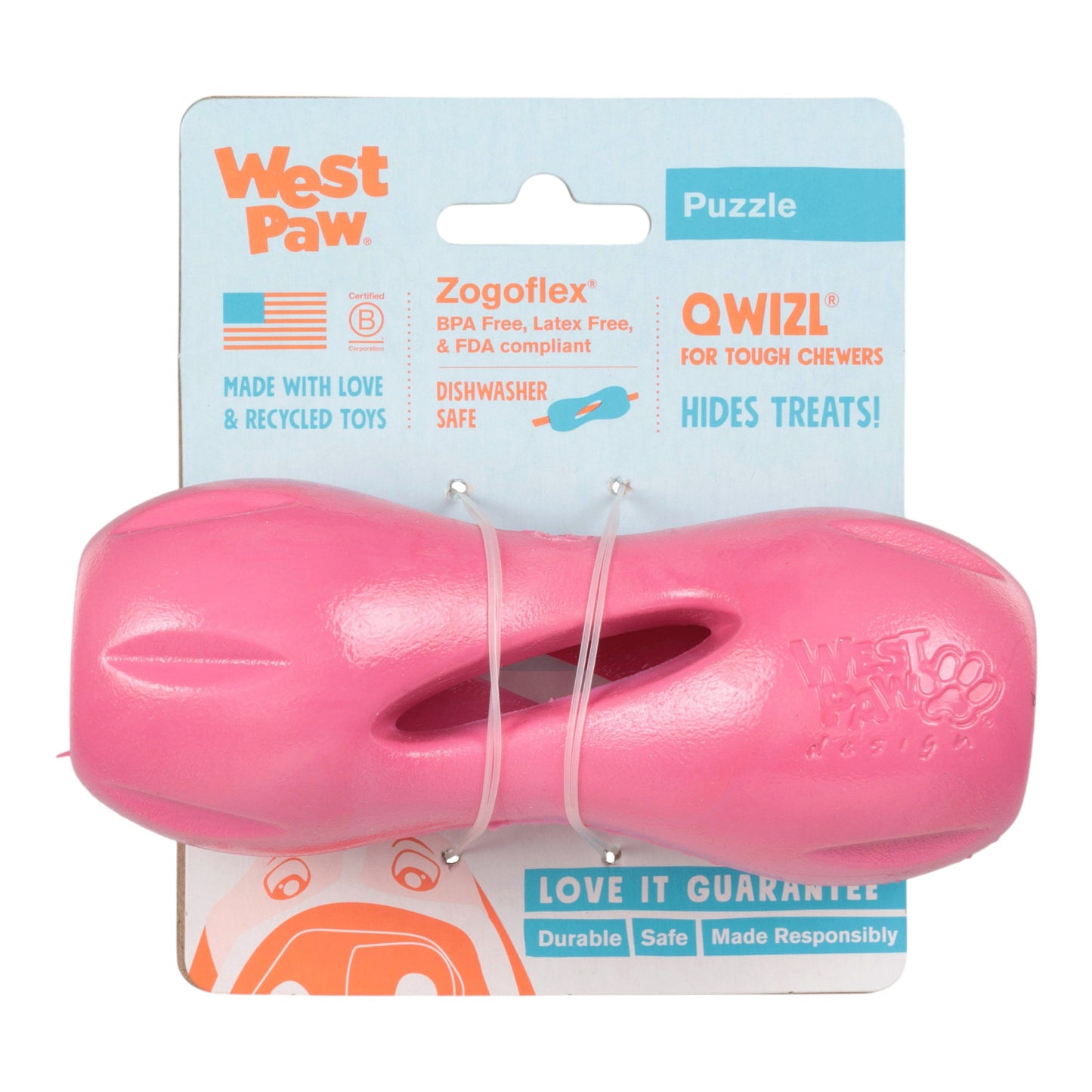 West Paw Qwizl Geranium Treat Toy – Tough Chew Toy