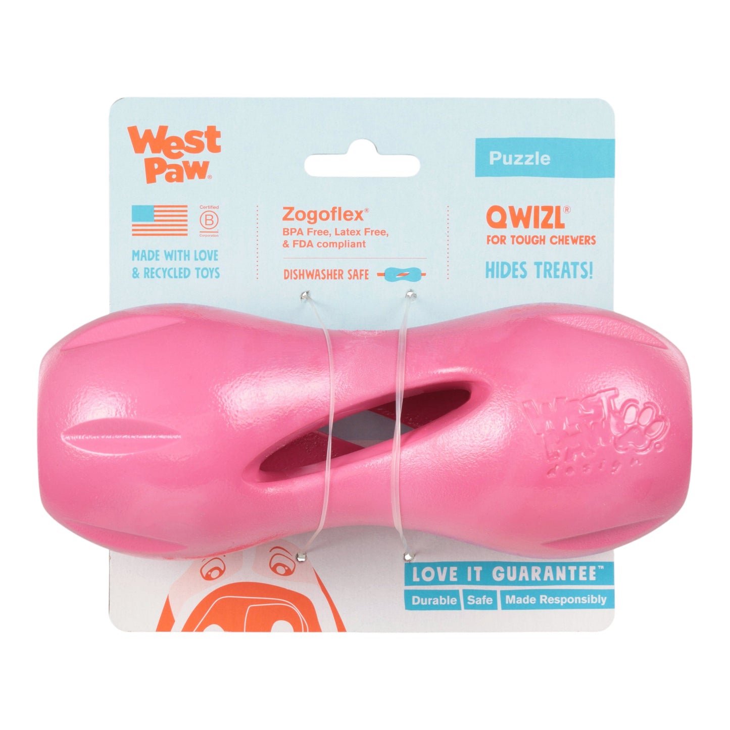 West Paw Qwizl Geranium Treat Toy – Tough Chew Toy