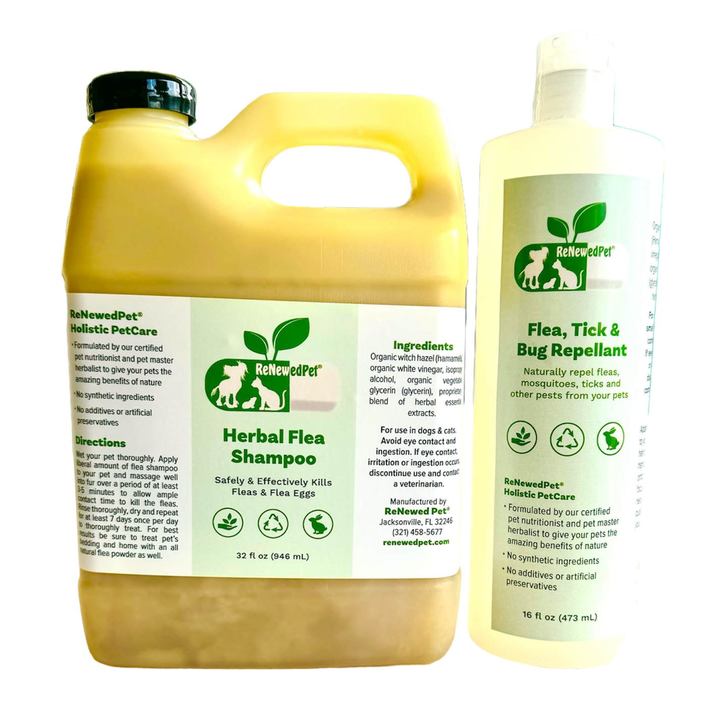 ReNewedPet Flea-X Shampoo & Repellent Kit