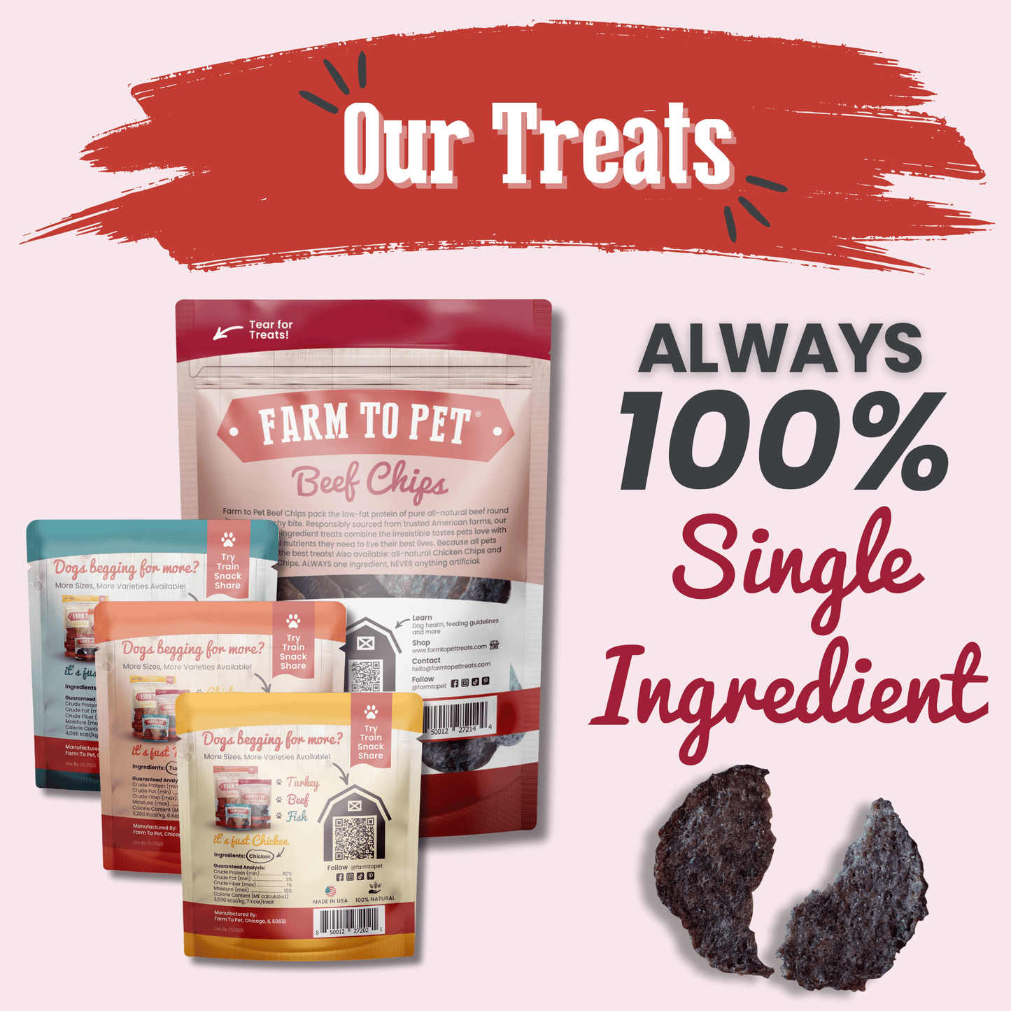 Farm to Pet Puppy Pack Single-Ingredient Dog Treat Starter Pack