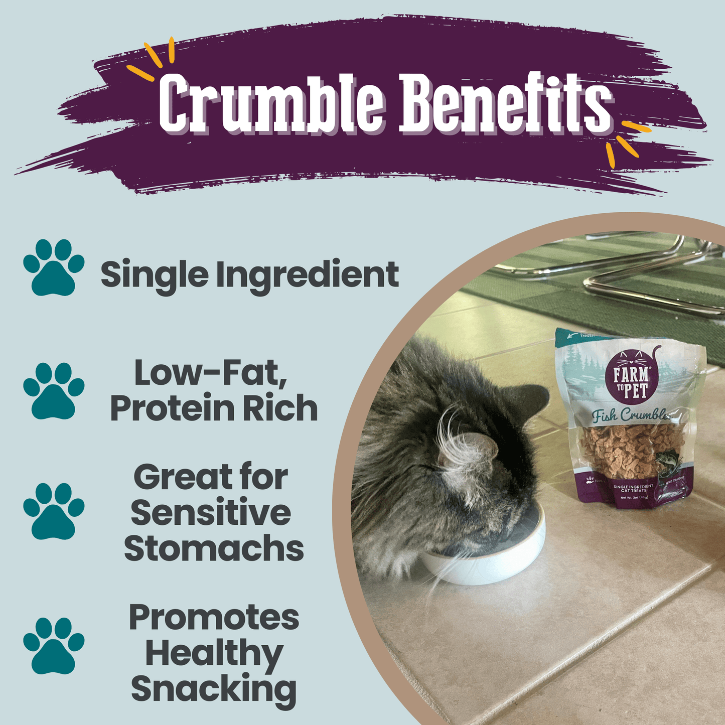 Farm to Pet Fish Crumbles All-Natural Walleye Cat Treats