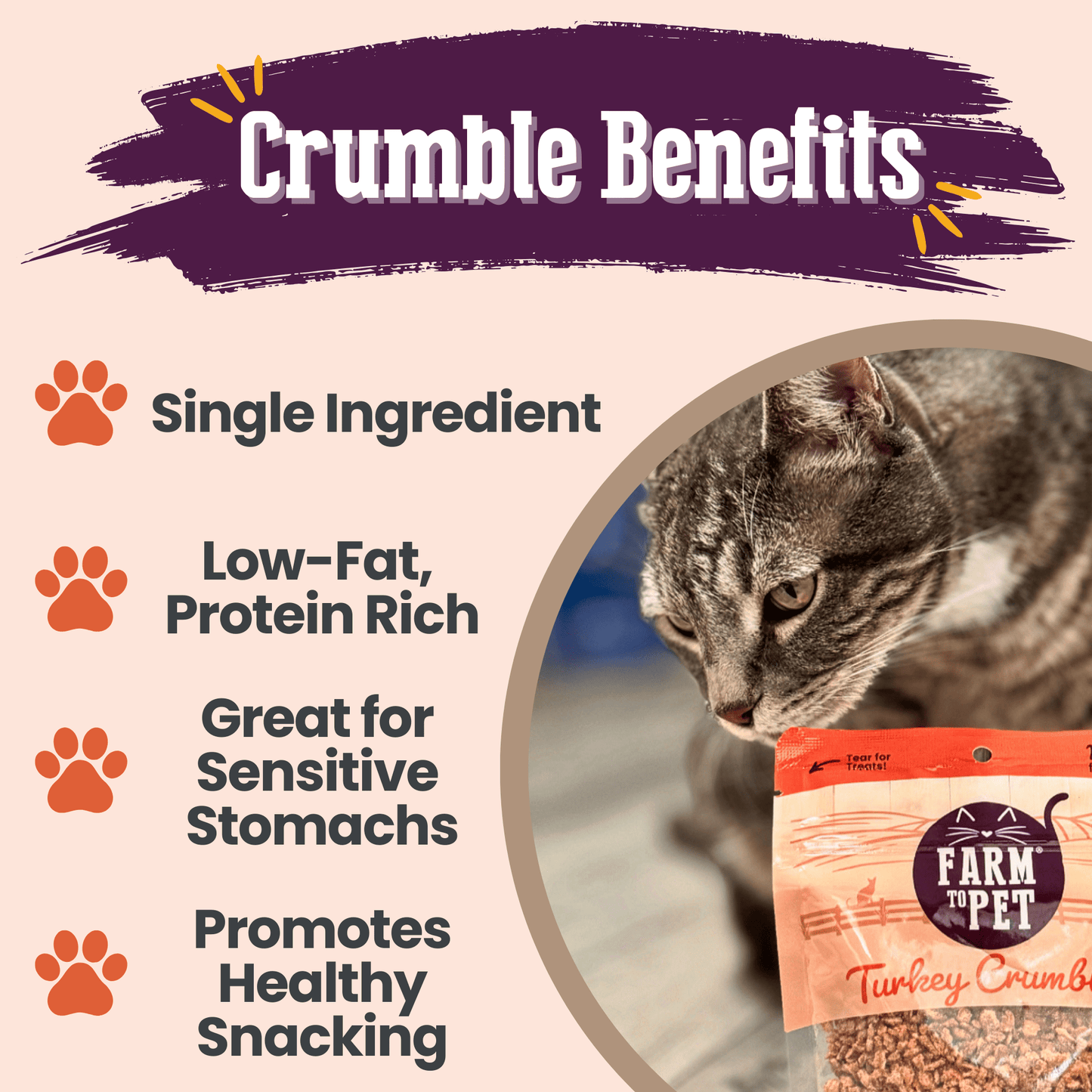 Farm to Pet Turkey Crumbles Grain-Free Cat Treats