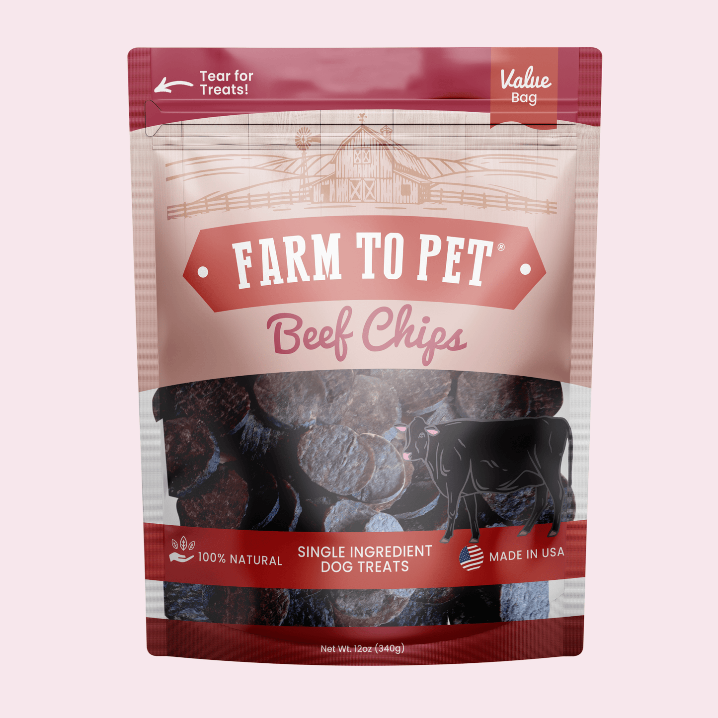 Farm to Pet Beef Chips Single-Ingredient Dog Treats