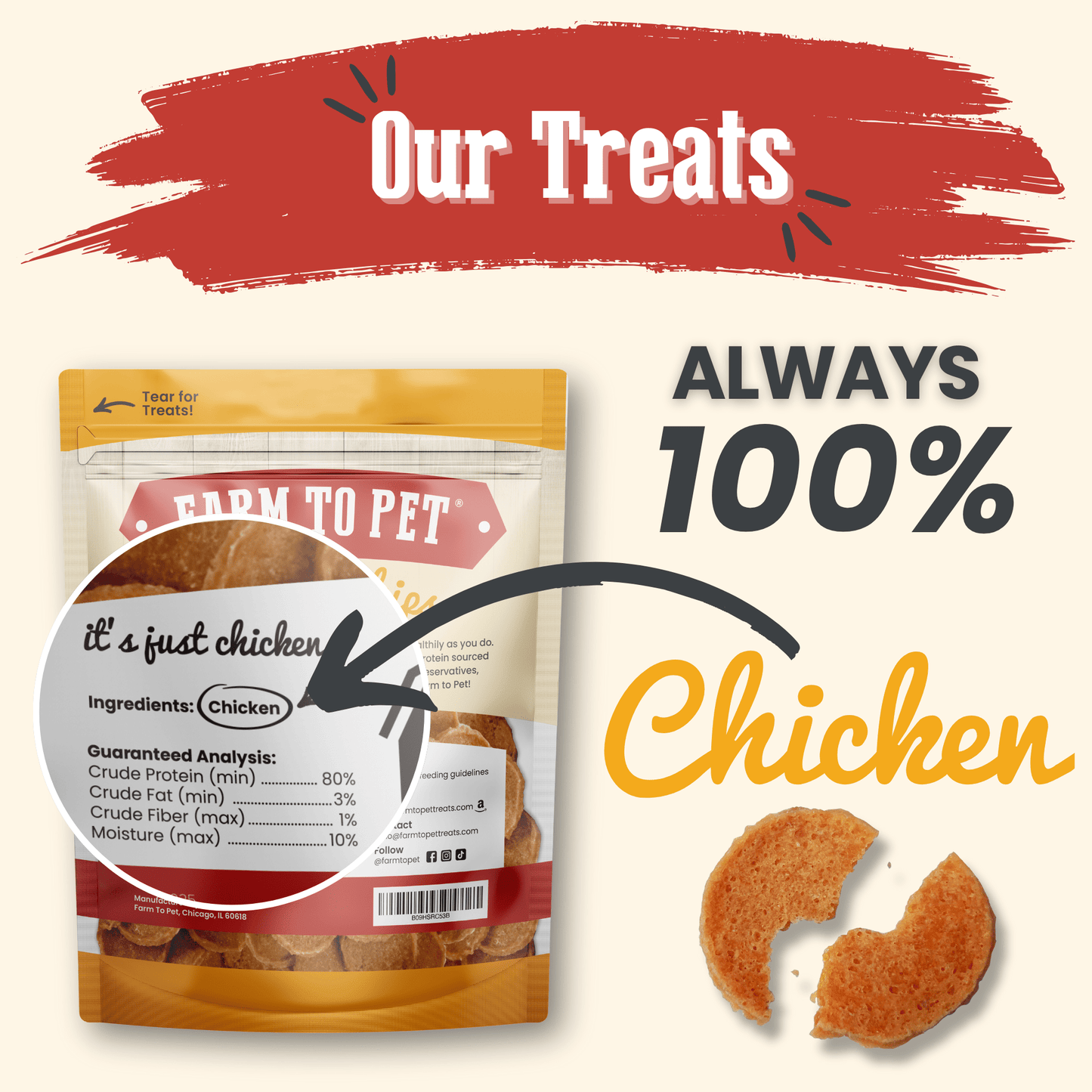 Farm to Pet Chicken Chips Single-Ingredient Dog Treats