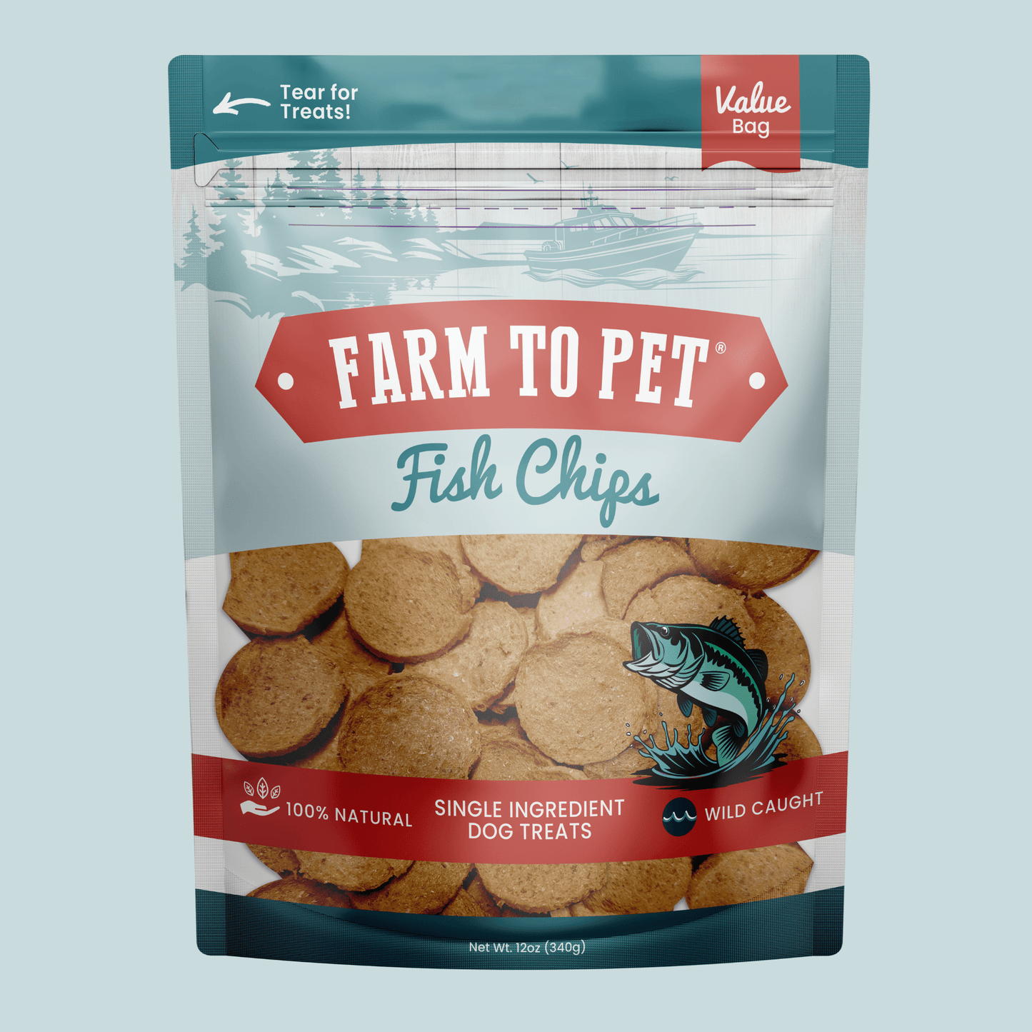 Farm to Pet Fish Chips Wild-Caught Walleye Dog Treats