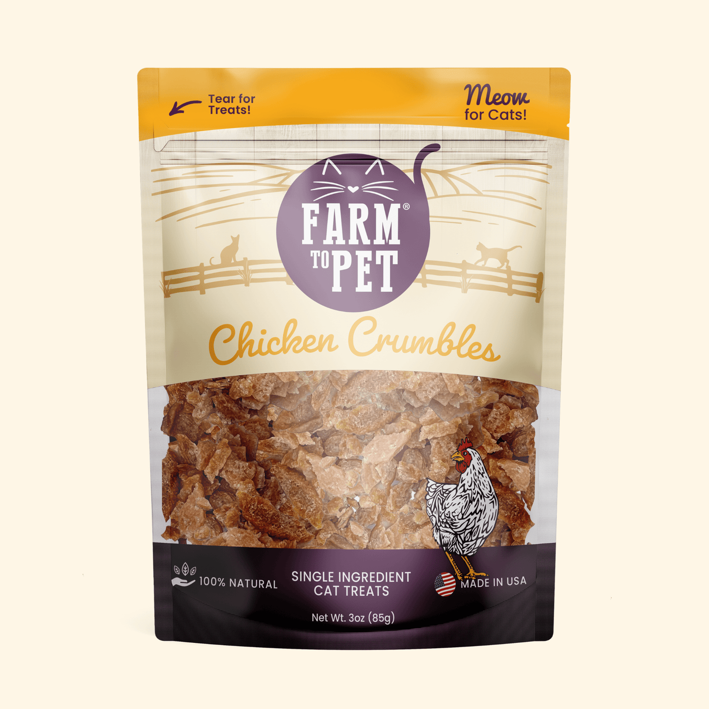 Farm to Pet Chicken Crumbles Single-Ingredient Cat Treats