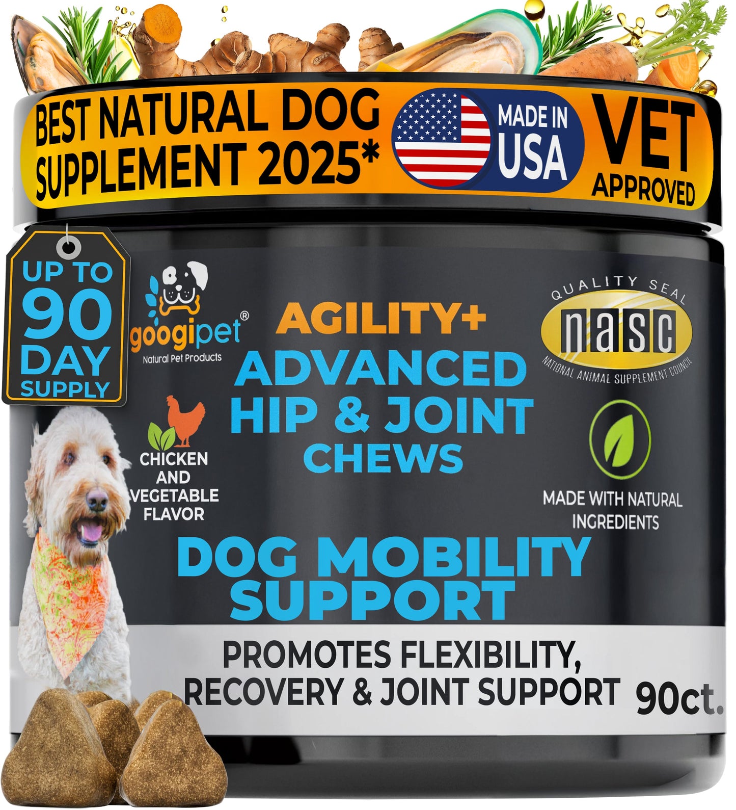 Googipet Agility+ Hip & Joint Chews for Dogs