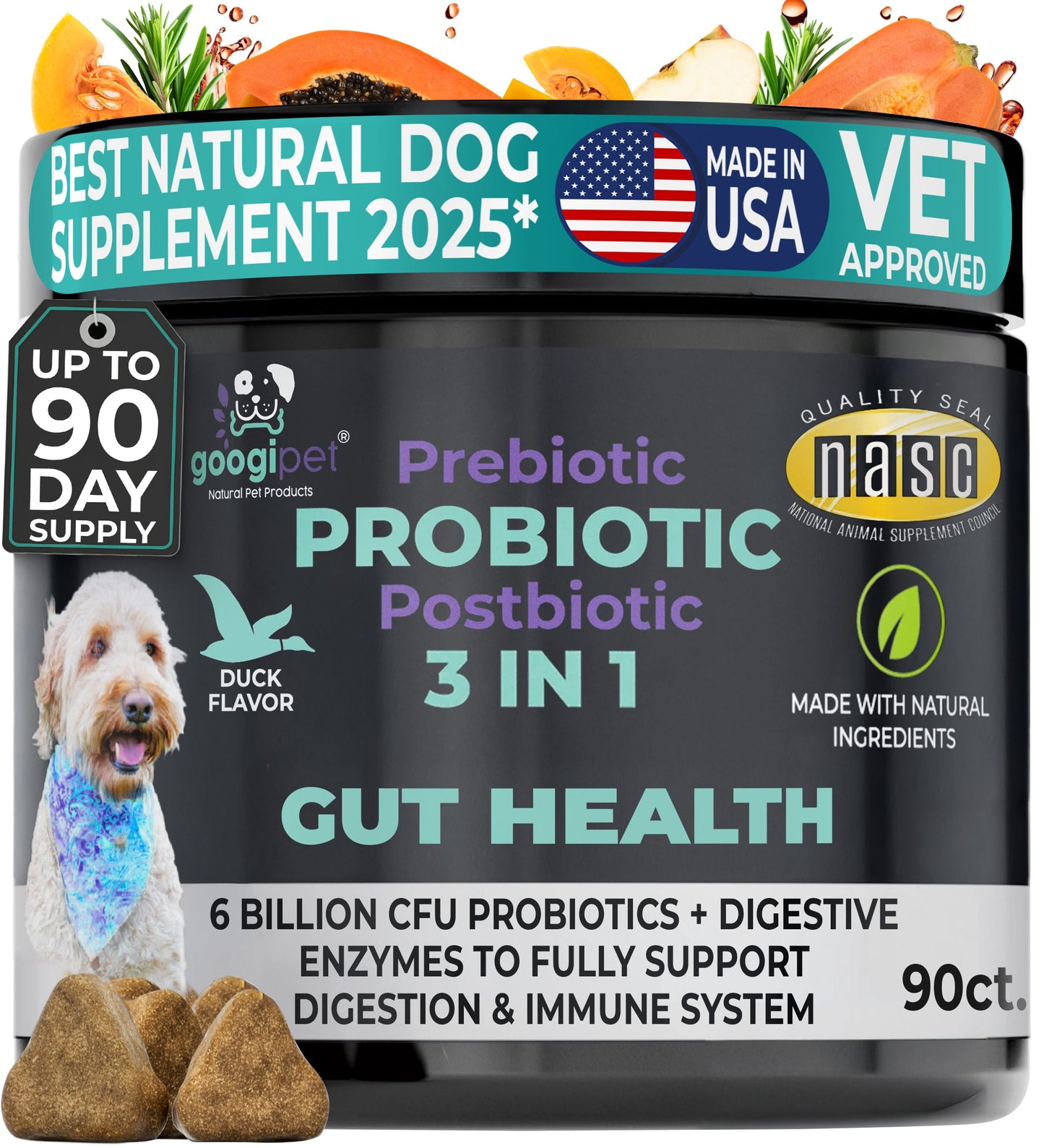 Googipet 3-in-1 Probiotic Chews for Dogs – Gut Health Support