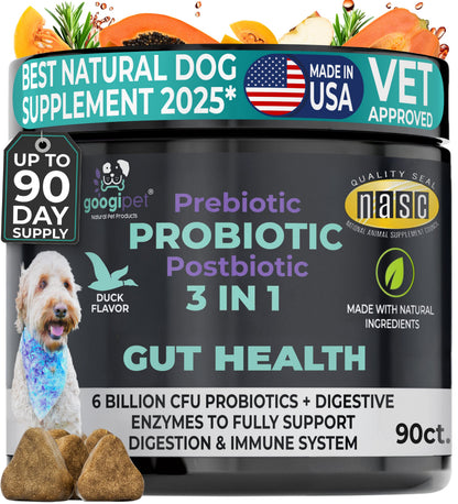 Googipet 3-in-1 Probiotic Chews for Dogs – Gut Health Support