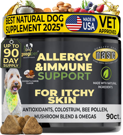 Googipet Allergy & Immune Support Chews for Dogs – Coconut & Carob Flavor
