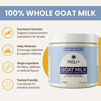 Holi Powdered Goat Milk for Dogs & Cats – Single-Ingredient Topper & Milk Replacer