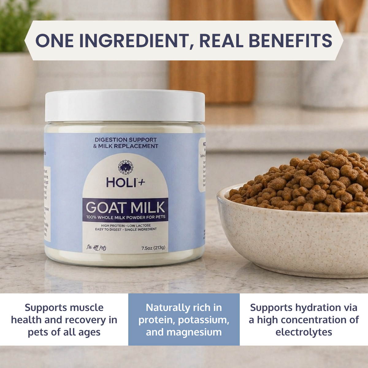 Holi Powdered Goat Milk for Dogs & Cats – Single-Ingredient Topper & Milk Replacer