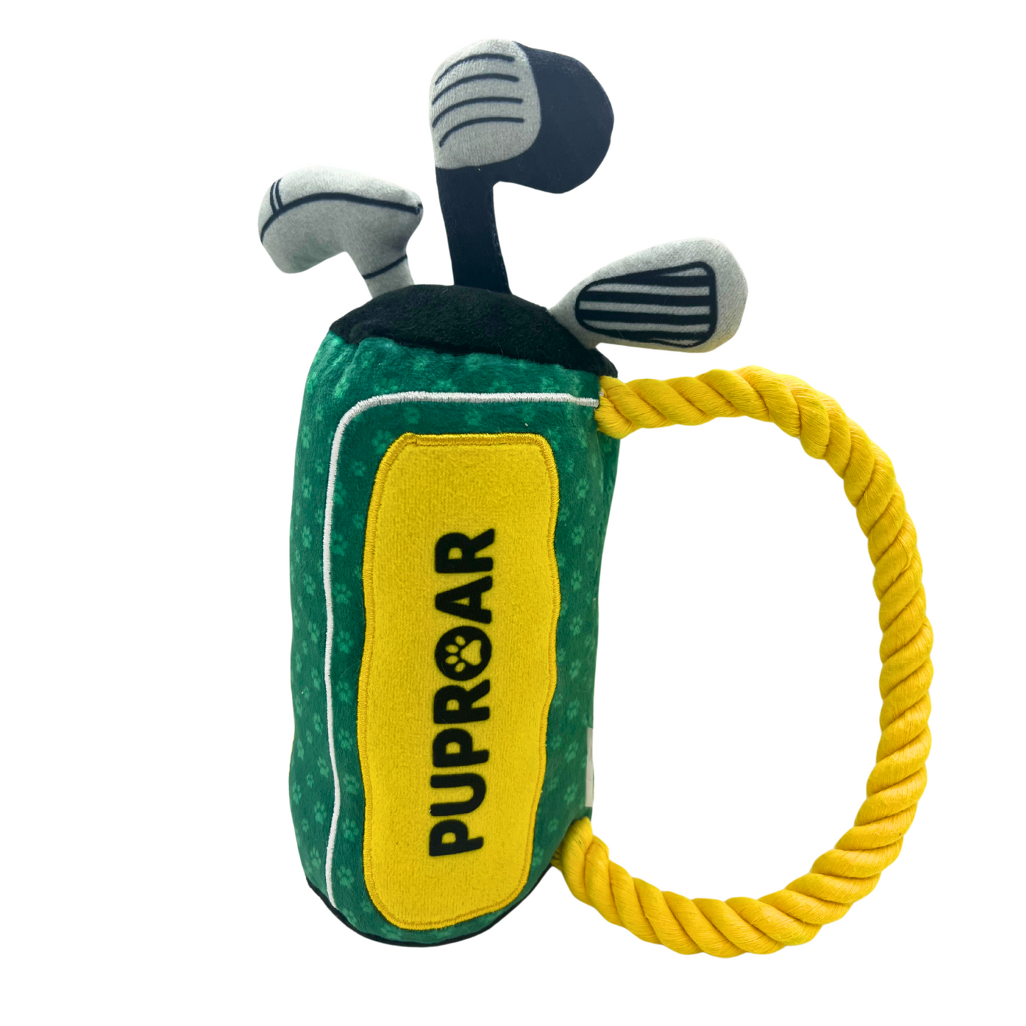 PupRoar Golf Squeaky Plush Dog Toy with Rope