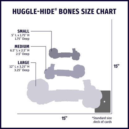 HuggleHounds Huggle-Hide Natural Leather Bone Dog Toys, 3-Pack