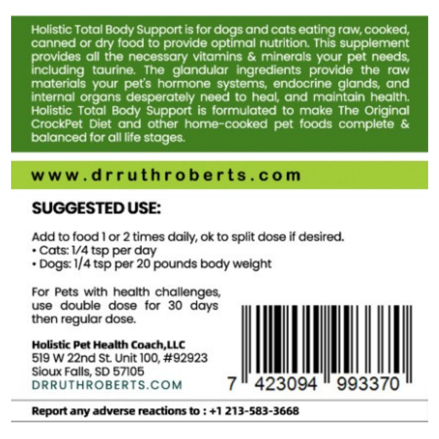 Holistic Total Body Support Multivitamin for Dogs & Cats