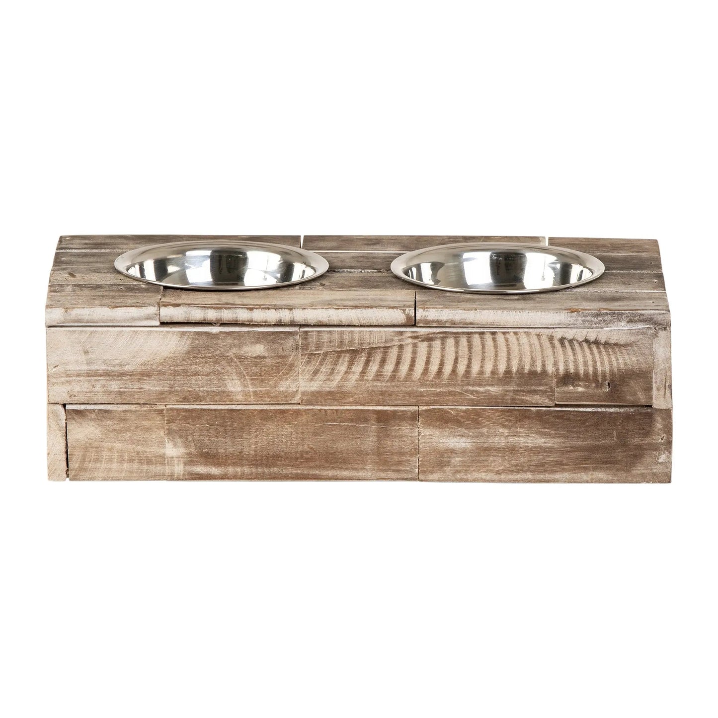Huntley Pet Elevated Double Bowl Feeder – Raised Wood Dog &amp; Cat Feeding Station