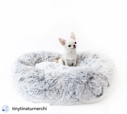 Mr. Peanut’s 28” OrthoPlush Pet Bed – Snowflake White Two-Tone Orthopedic Dog &amp; Cat Bed