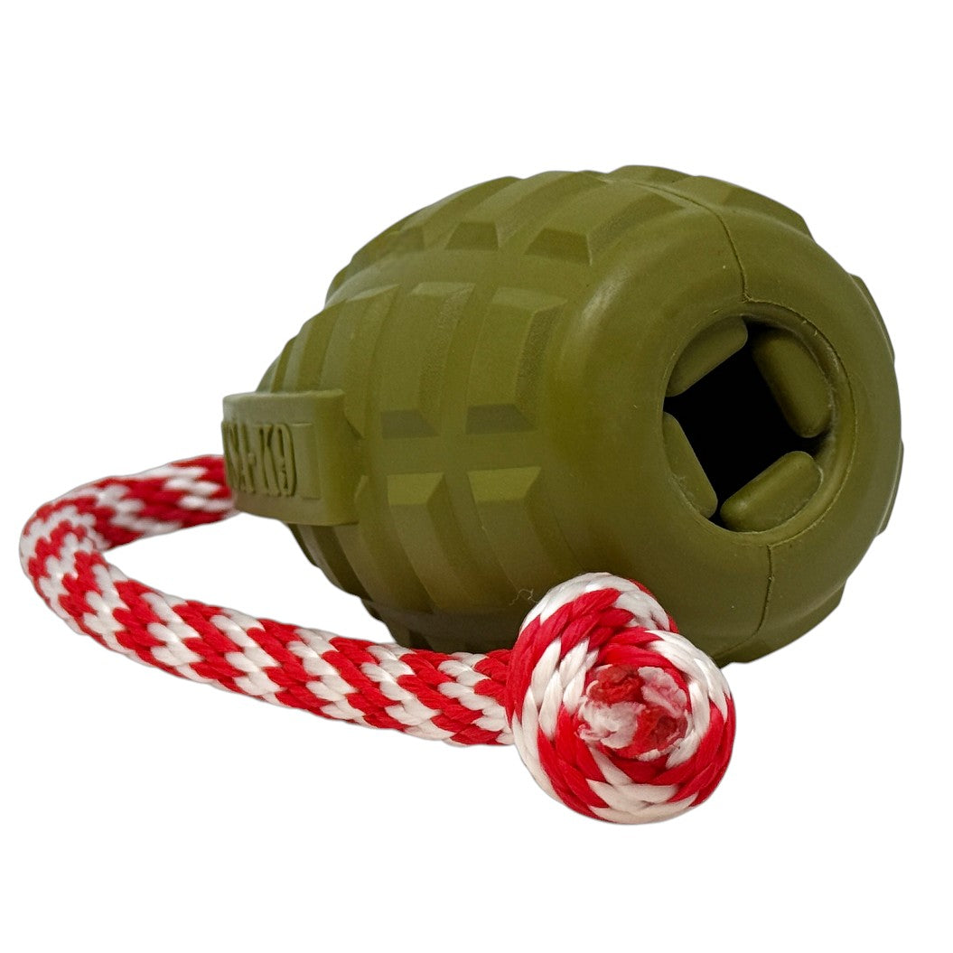 SodaPup Grenade Dog Toy – Chew, Treat Dispenser & Tug Toy