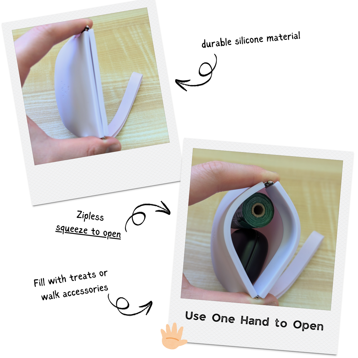 One-Hand Dog Treat Training Pouch – Zipless Silicone Treat Holder
