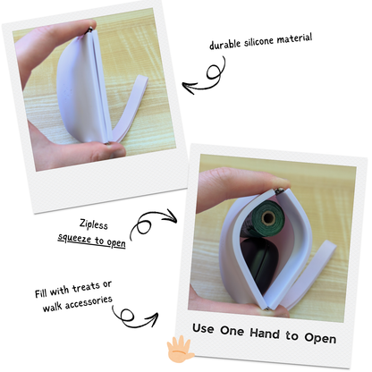 One-Hand Dog Treat Training Pouch – Zipless Silicone Treat Holder