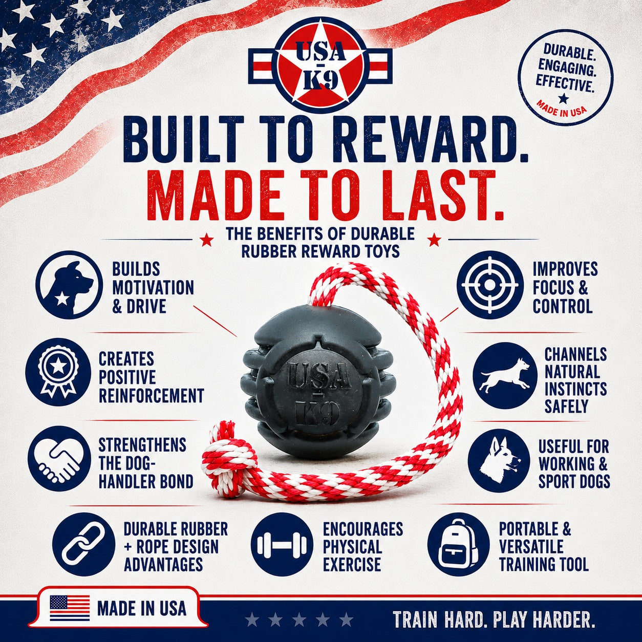 SodaPup Magnum Stars & Stripes Dog Toy