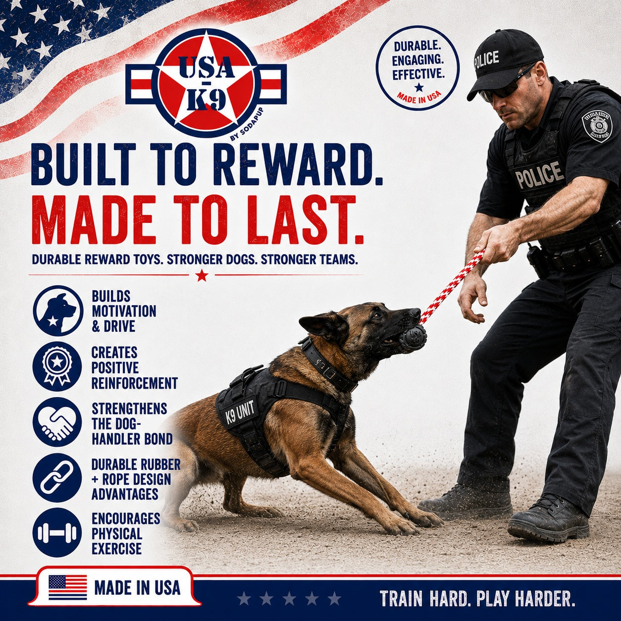 SodaPup Magnum Stars & Stripes Dog Toy
