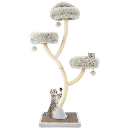 70” Metal Cat Tree Tower with Plush Perches
