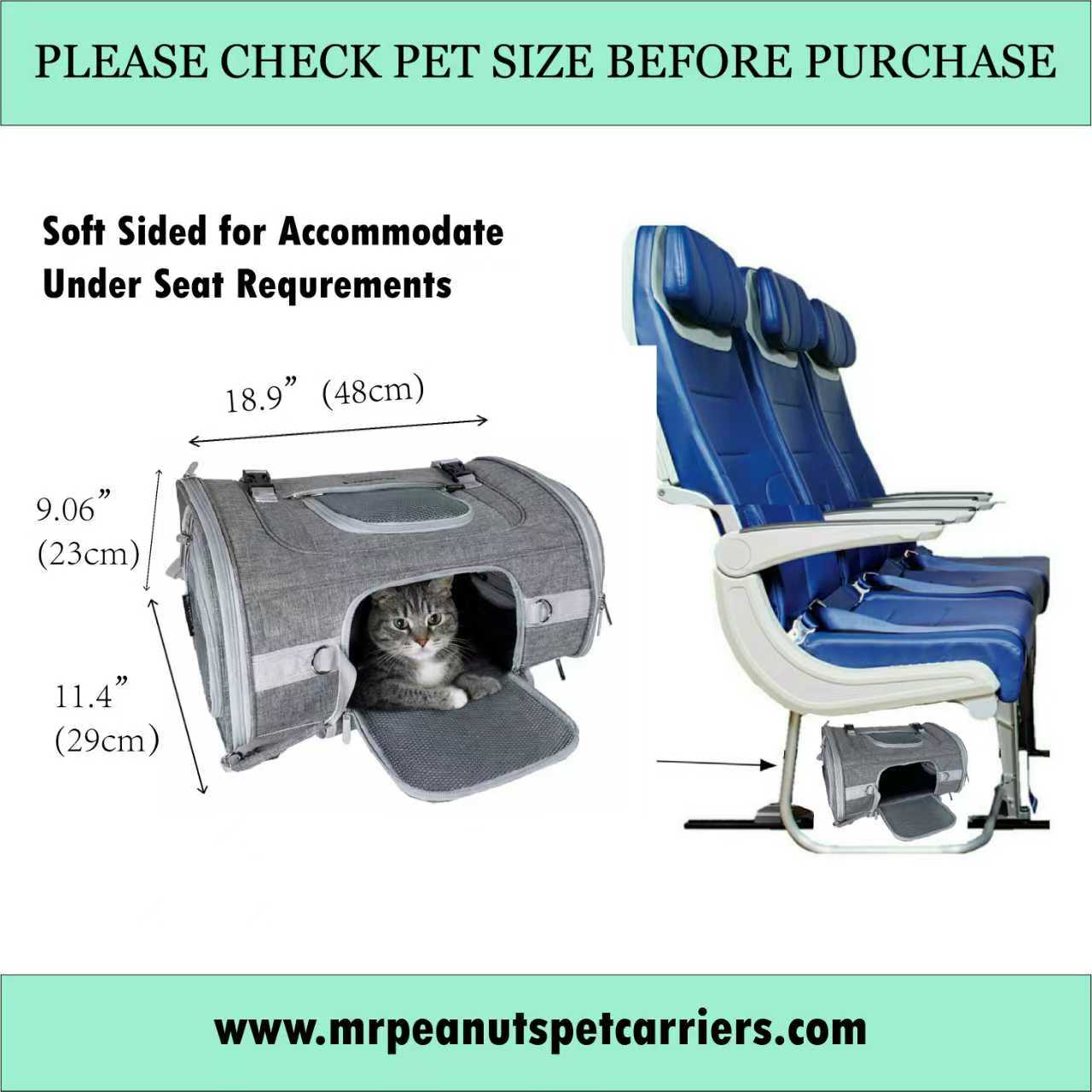 Mr. Peanut’s Monterey Horizontal Backpack Pet Carrier – FAA Airline-Friendly Travel Carrier