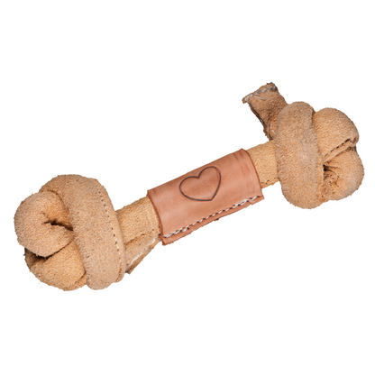 HuggleHounds Huggle-Hide Natural Leather Bone Dog Toys, 3-Pack