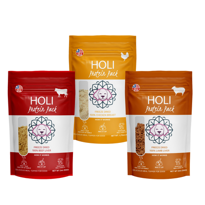Holi Classic Dog Food Topper Variety Pack – Beef Liver, Lamb Liver & Chicken Breast