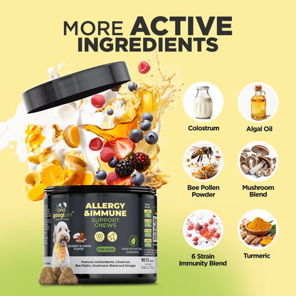 Googipet Allergy & Immune Support Chews for Dogs – Coconut & Carob Flavor