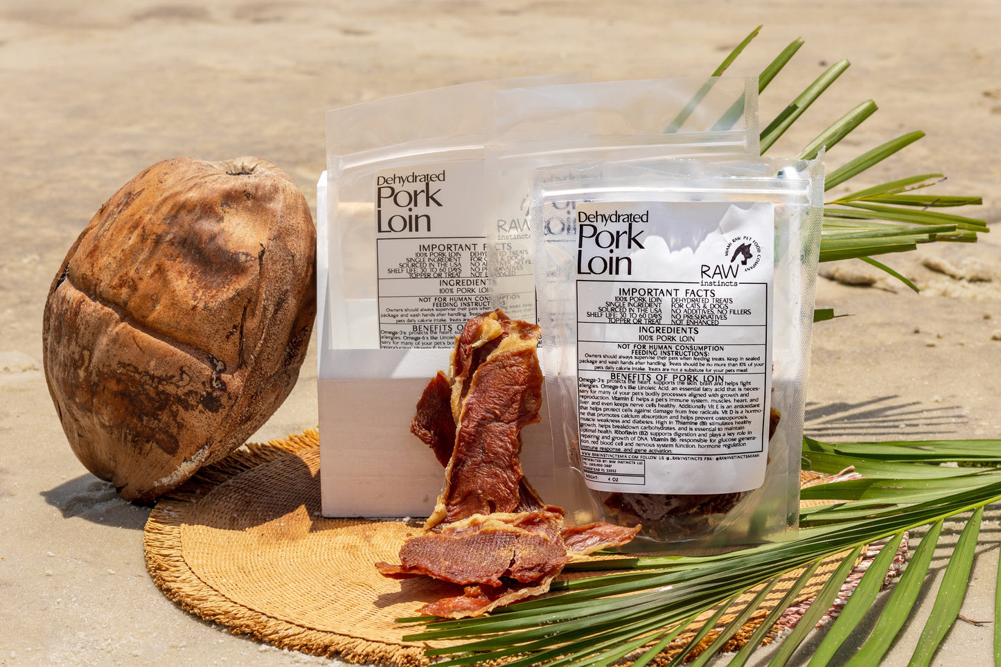 Raw Instincts Dehydrated Pork Loin for Cats & Dogs – 3.5 oz