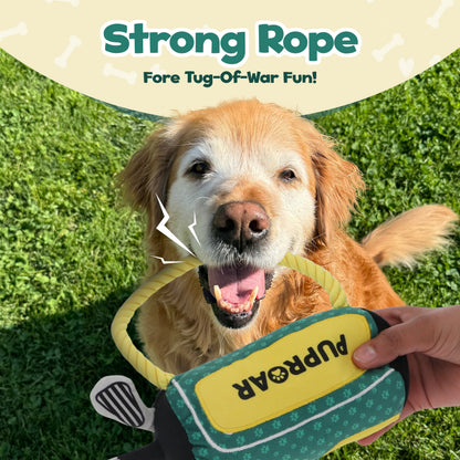 PupRoar Golf Squeaky Plush Dog Toy with Rope