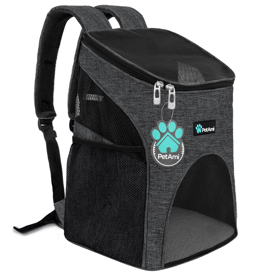 Cat Backpack Carrier – Ventilated Travel Bag for Cats & Small Dogs – Gray