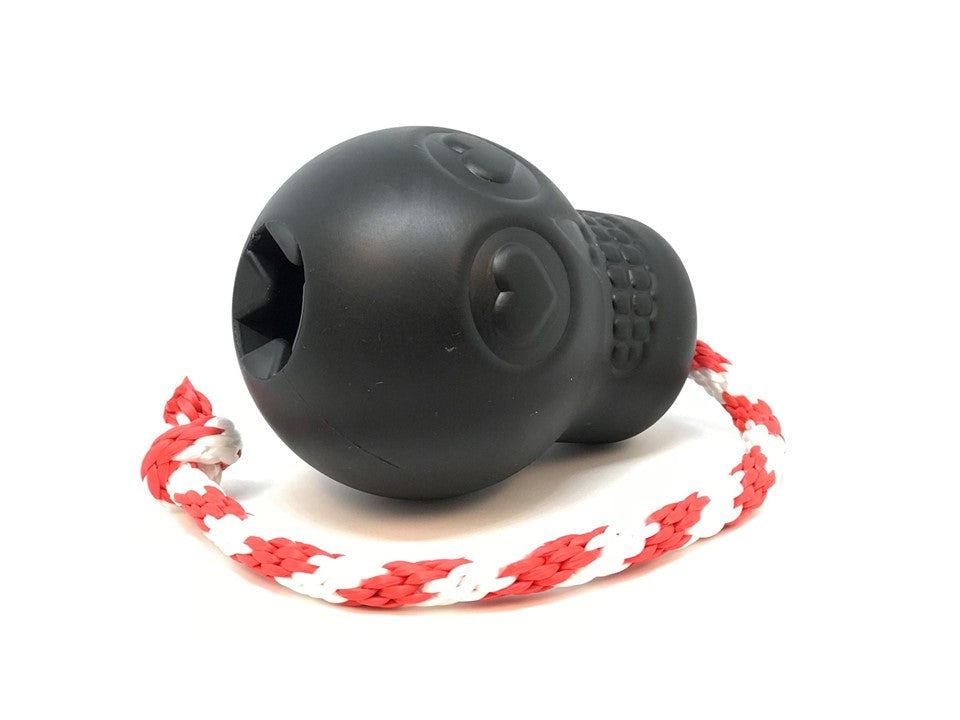 Magnum Skull Dog Chew Toy – Black Rubber Treat Dispenser