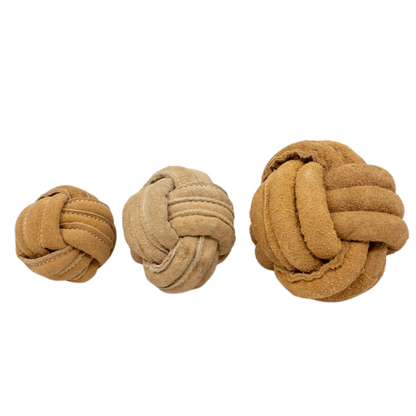 HuggleHounds Huggle-Hide Natural Leather Ball Dog Toys, 2-Pack