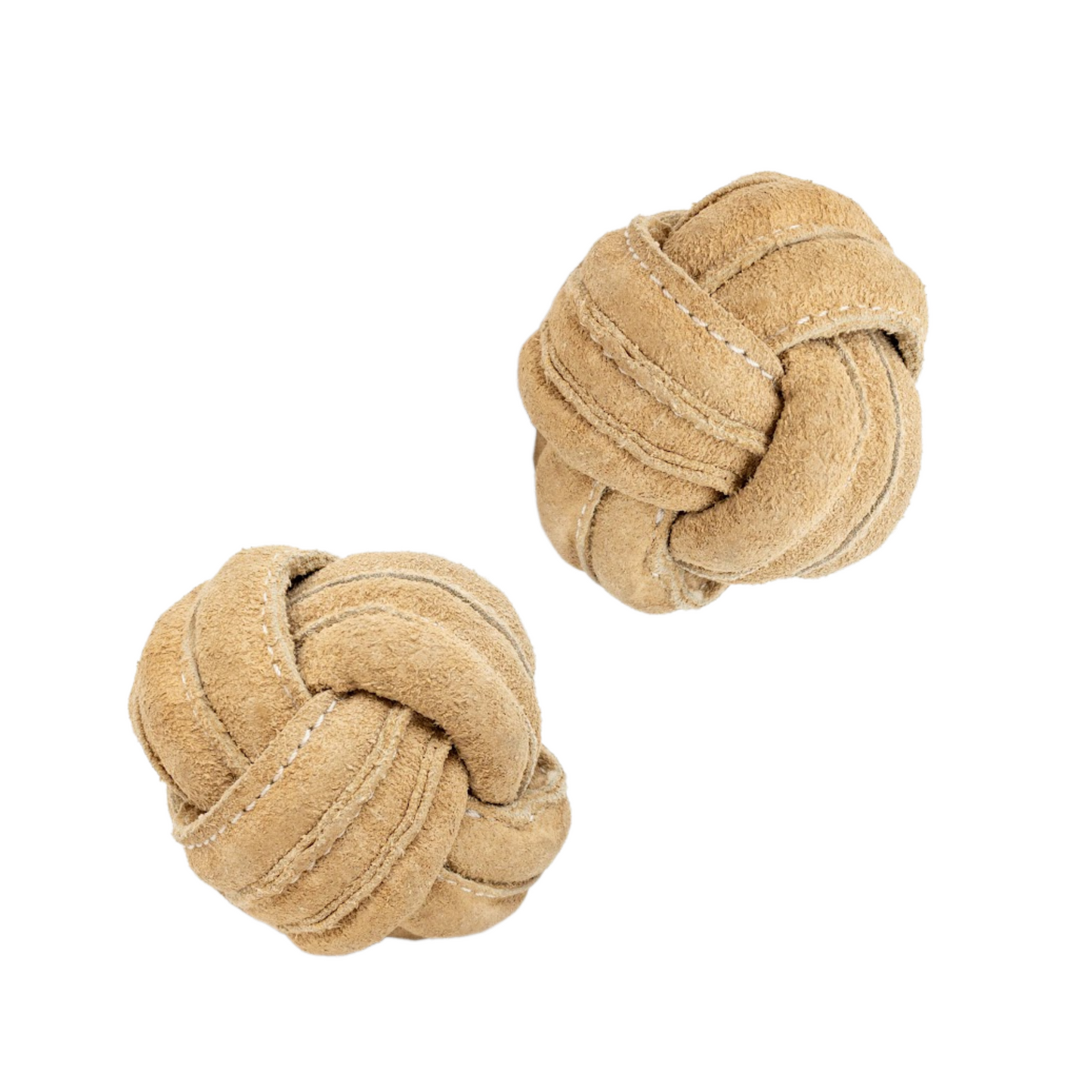 HuggleHounds Huggle-Hide Natural Leather Ball Dog Toys, 2-Pack