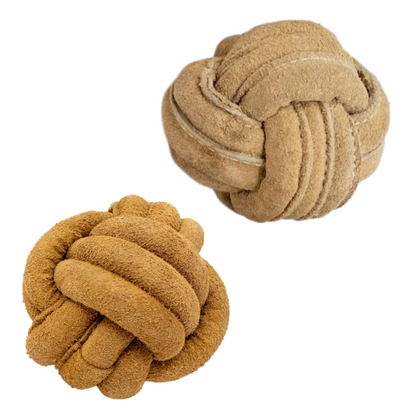 HuggleHounds Huggle-Hide Natural Leather Ball Dog Toys, 2-Pack
