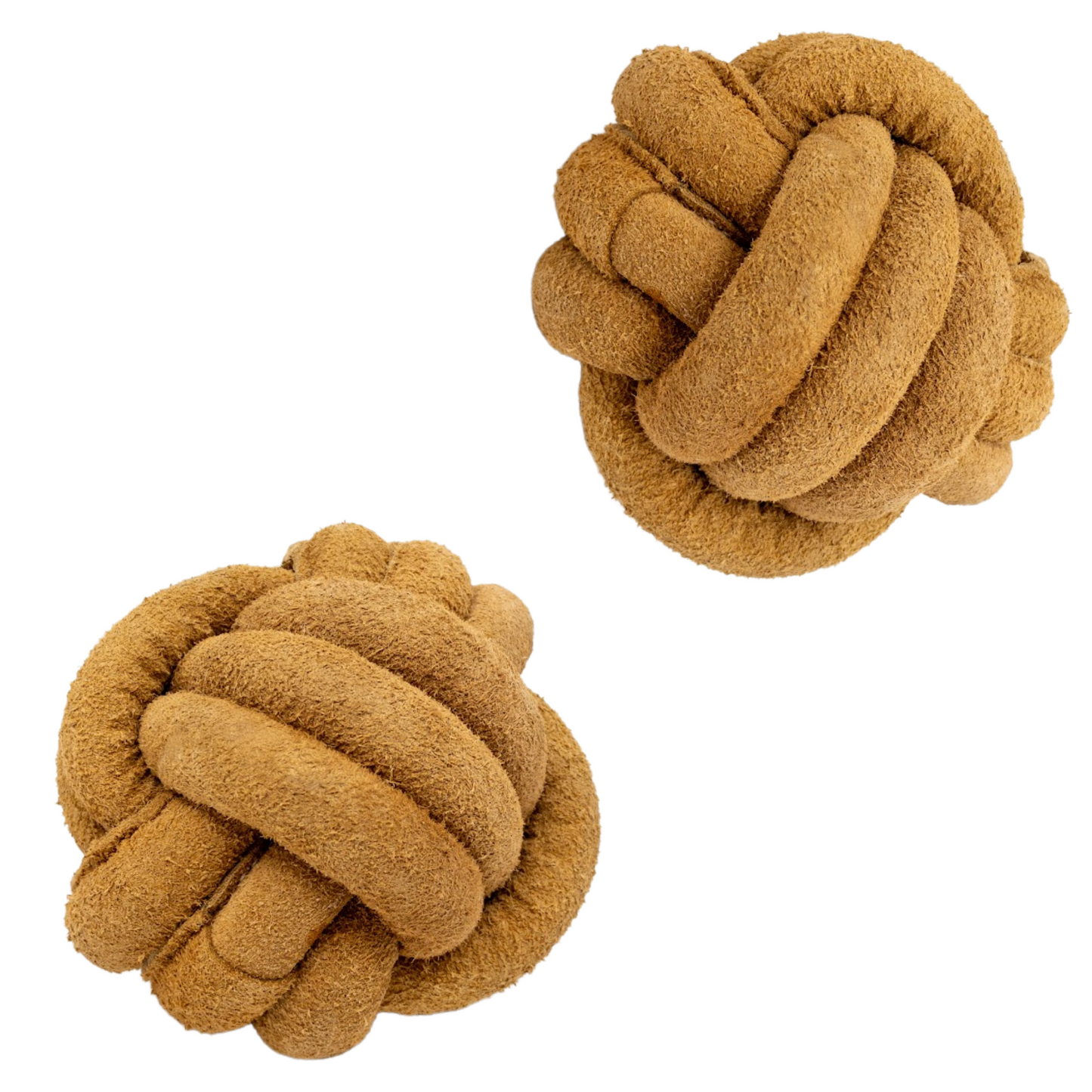 HuggleHounds Huggle-Hide Natural Leather Ball Dog Toys, 2-Pack