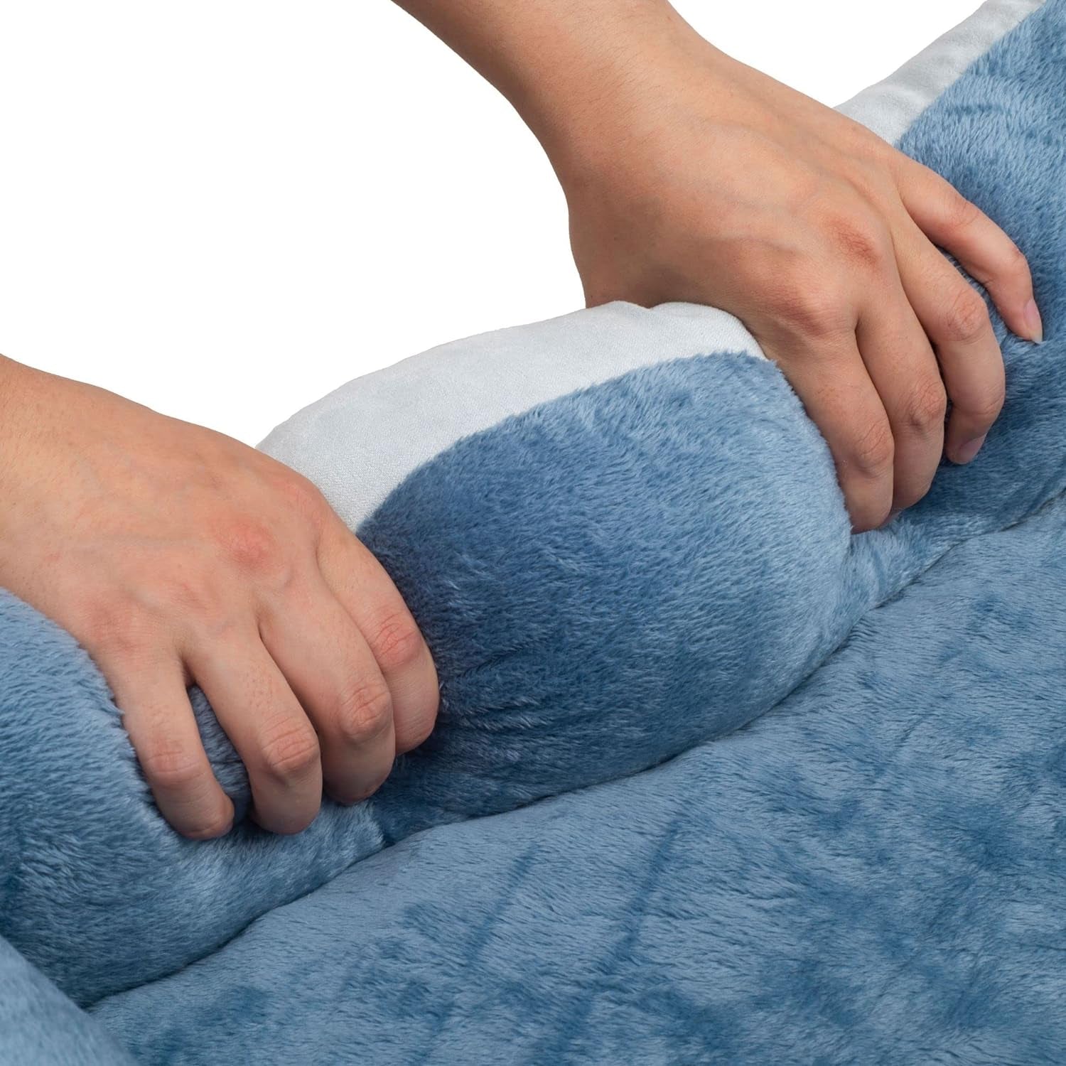 Orthopedic Rectangle Dog Bed – Medium 25” x 21” Bolster Pet Bed with Removable Insert, Blue