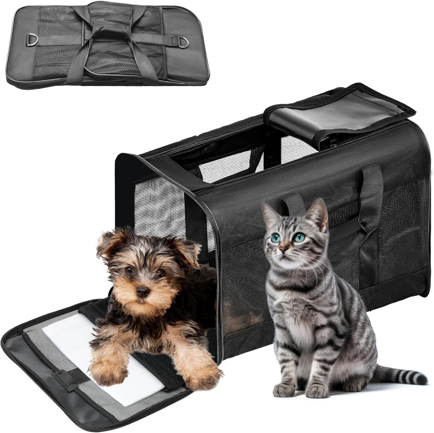 Soft-Sided Pet Travel Carrier – Airline-Approved Portable Carrier for Cats and Small Dogs, Medium