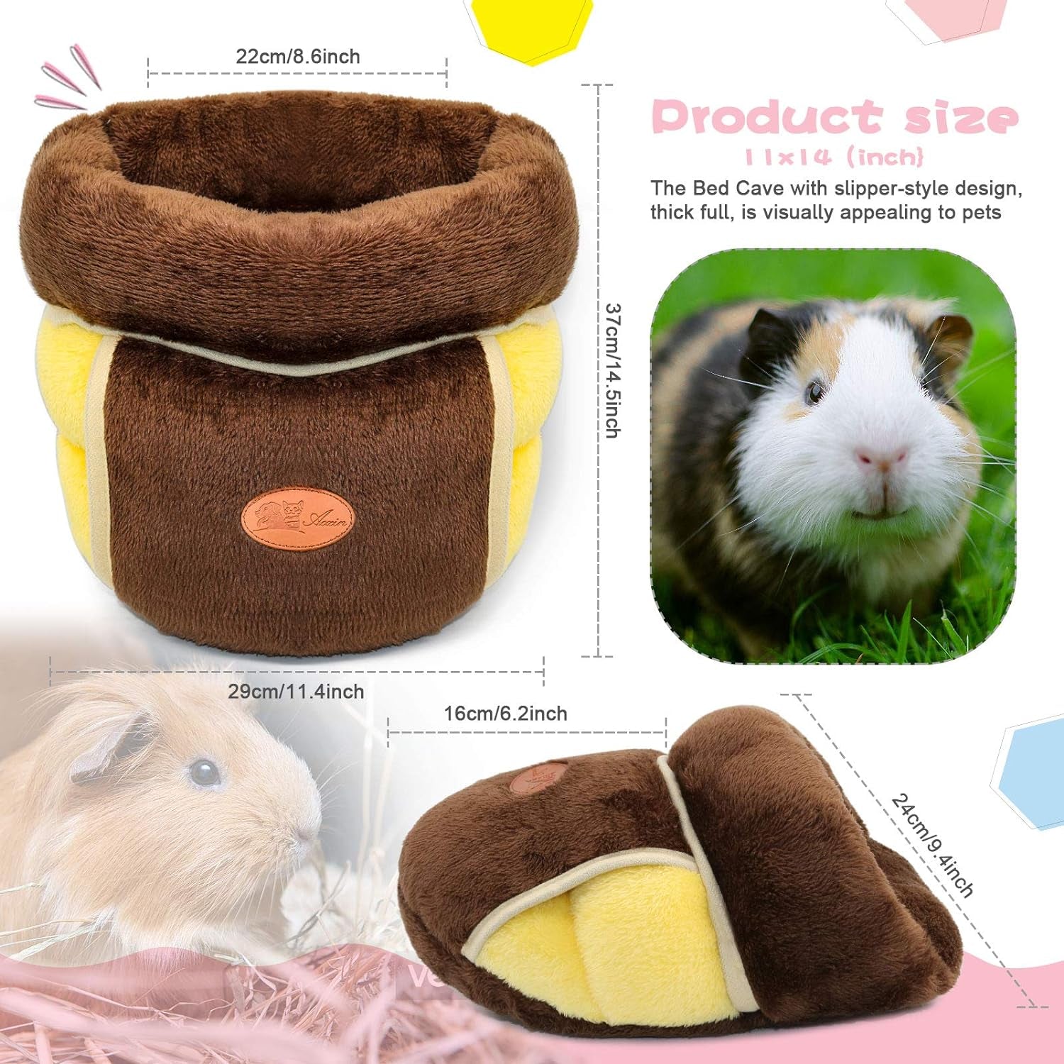 Guinea Pig Cuddle Cave Bed – Warm Fleece Small Animal Hideout House, Brown