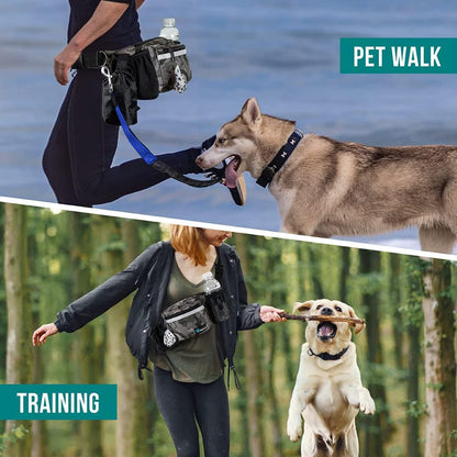 Dog Walking Fanny Pack – Treat Pouch with Poop Bag Dispenser, Water Bottle Holder, and Collapsible Bowl