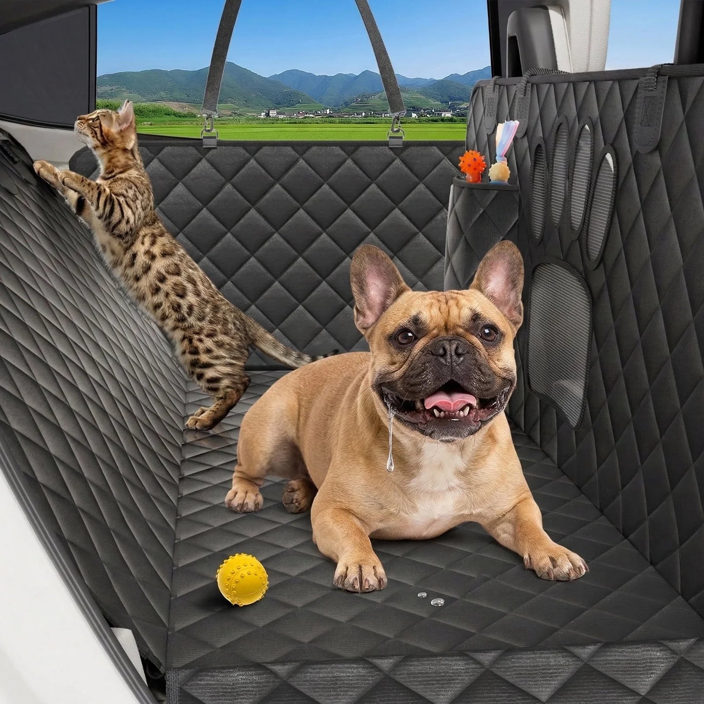 Waterproof Dog Car Seat Cover – Non-Slip Back Seat Hammock with Side Flaps for Cars, Trucks, and SUVs