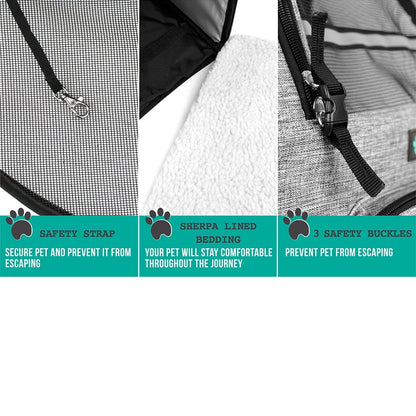 Pet Backpack Carrier for Cats & Small Dogs – Ventilated Airline-Friendly Travel Bag with Safety Support – Grey