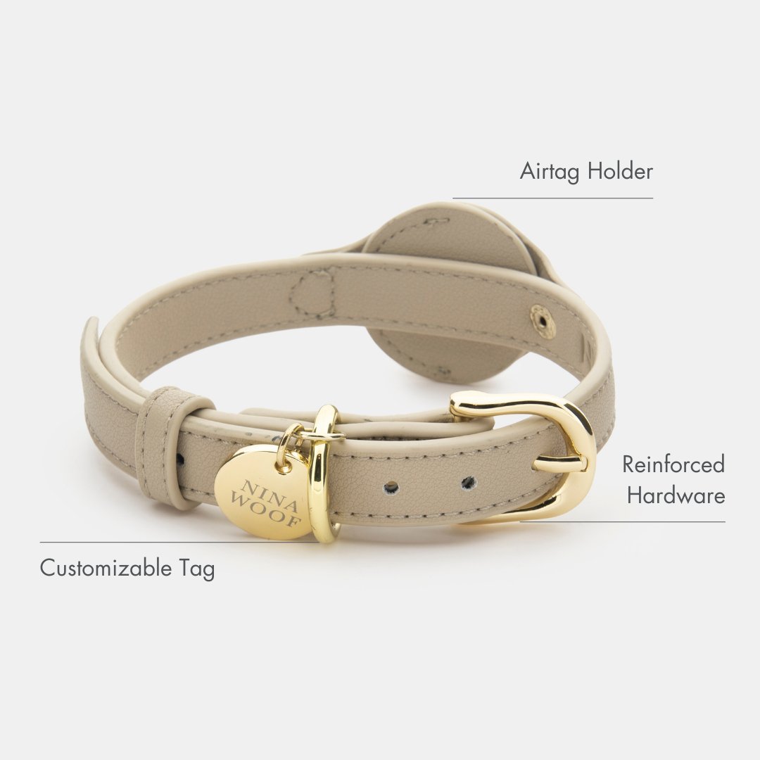Nina Woof Cupertino AirTag Dog Collar – Vegan Leather