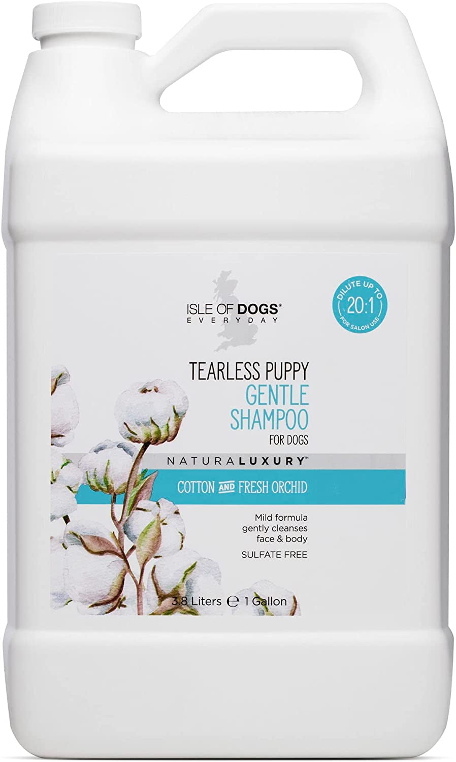 Isle of Dogs Tearless Puppy Shampoo – Cotton & Fresh Orchid, Sulfate & Paraben Free, 1 Gallon