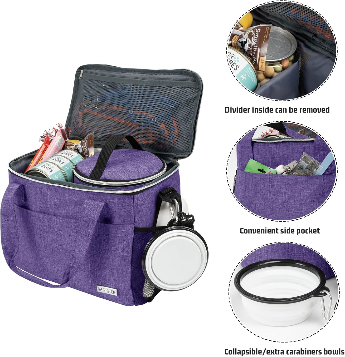 Pet Travel Backpack Bag Set – 5-Piece Pet Travel Organizer with Food Containers, Bowls & Shoulder Strap