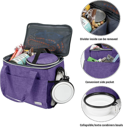 Pet Travel Backpack Bag Set – 5-Piece Pet Travel Organizer with Food Containers, Bowls & Shoulder Strap