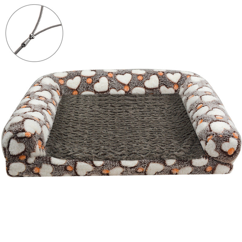 Cartoon Paw Print Pet Sofa Bed – Removable & Washable Dog and Cat Bed
